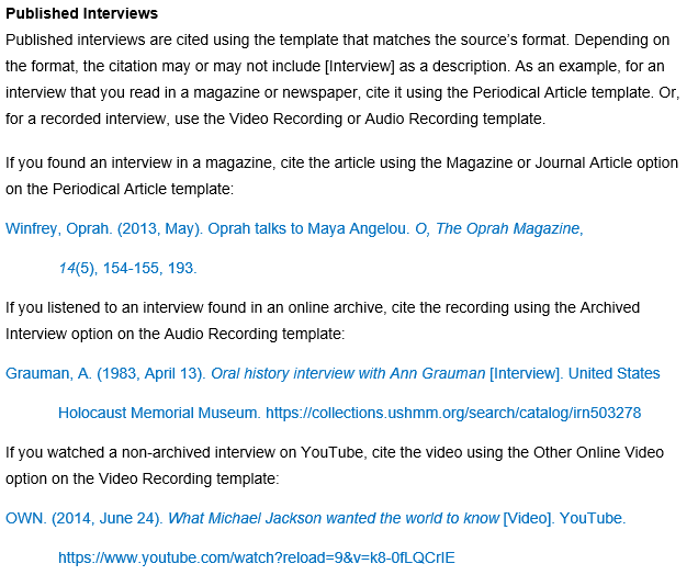 Published Interviews Citation Examples (image)